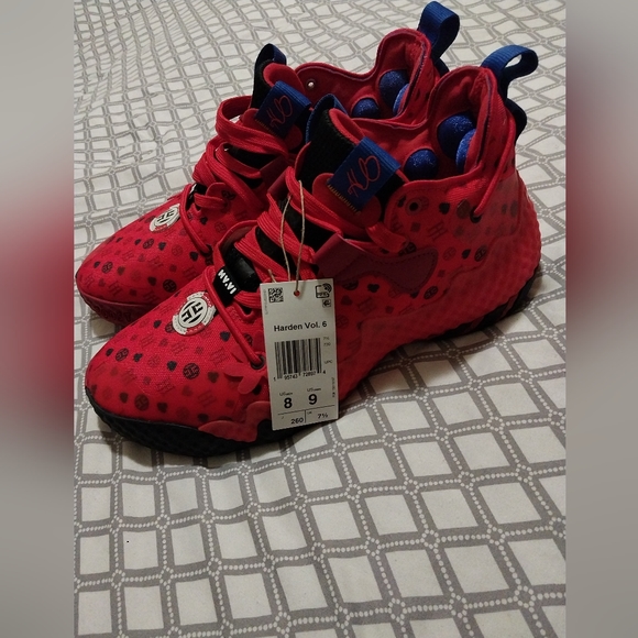 Adidas James Harden Vol. 6 Vivid Red Monogram LasVegas Size8#vegas#backtoschool - Picture 2 of 11